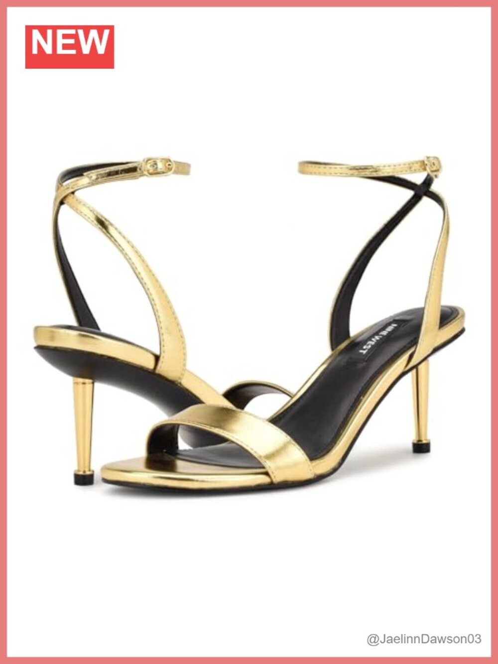 Nine West Anny Heeled Sandals Women's Faux Leather Open Toe Buckle Ankle Strap